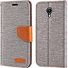Shantime Custodia Flip in Tessuto Oxford e Pelle PU Compatibile con Vodafone Smart N9 Lite VDF620, Cover Protettiva con Chiusura Magnetica e Tasche per Carte