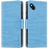Shantime Custodia in Pelle PU a Righe Compatibile con Wiko Sunset 2, Cover Portafoglio con Chiusura Magnetica, Scomparti Carte e Funzione Stand (Azzurro cielo)