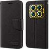 Shantime Custodia in pelle intrecciata per Oukitel WP60 - Nero | 7.2 Custodia flip portafoglio in tessuto Oxford con guscio interno in TPU, supporto integrato e portacarte