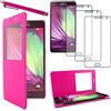 ebestStar - Cover Compatibile con Samsung A7 Galaxy (2015) SM-A700F Custodia Portafoglio Protezione Flip Finestra View +Penna +3 Pellicole plastica, Rosa [Apparecchio: 151x76.2x6.3mm, 5.7'']