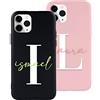 LA CASA DE LAS CARCASAS Personalizza la tua custodia in silicone liquido per iPhone con iniziale e nome [tocco setoso-morbido] Cover personalizzabile, [Protezione contro le cadute] (Nero -iPhone 14)