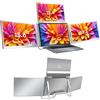 Plyisty Schermo Esteso per Laptop, Triplo Laptop Monitor Estender, Schermi Portatili da 15,6 Pollici, con Supporto Regolabile, Monitor Quad Che Piega per (Spina Europea)