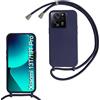 FERLAN Custodia per Xiaomi 13T Pro/13T Cover con Cordino,Blu Silicone Antiurto TPU Morbido Case Corda Collana Necklace Regolabile Stylish con Catena Ultra Sottile Cover per Xiaomi 13T Pro/13T,Blu navy