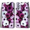 Mo-Somnus Cover per Samsung Galaxy A52 5G, Custodia in PU Pelle Magnetica Libro Flip Caso Antiurto Portafoglio [Supporto Stand] con Porta Carte e Cinturino da Polso Wallet Case (Fiore 2)