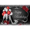 Ttincceer 150x100cm Felice Compleanno Sfondo Argento Tacchi Scintillanti Champagne Rosso Rosa Fotografia Sfondo per la Ragazza Signore Donne Festa di Compleanno Decorazione Banner
