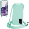 WenBaby Cover Compatible con Samsung Galaxy S20 Plus,Cellulare Girocollo Custodia con Cordino TPU Corda Silicone Case Bumper per Galaxy S11/S20 Plus Custodia, Verde menta piperita