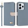 TAUYN Custodia per Xiaomi Redmi Note 14 4G, PU Pelle Flip Cover Antiurto TPU Custodie, Slot per Schede & Supporto Funzione, con Cordino -Blu