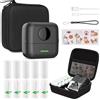 HUIJUTCHEN Mini stampante con custodia, mini stampante per etichette, portatile, 10 rotoli, stampante per foto, Bluetooth, stampante termica per assistenza, note di apprendimento, diario memo (nero)