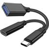 SURPRIZON Adattatore USB C a USB OTG e cavo di ricarica, 2 in 1 USB-C Splitter con ricarica PD da 10 W tipo C OTG e porta USB A femmina compatibile per Samsung S21/S20 LG G8, Pixel4 XL, Google TV (Black)