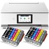 IC-Office TS8751 - Stampante multifunzione a getto d'inchiostro 3 in 1 (stampa, copia, scansione, scheda SD, Duplex, WLAN, AirPrint) bianco + 12 cartucce XXL