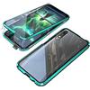 Hkess Custodia per Huawei Honor 9X (6.59) Cover Magnetica Adsorbimento Tecnologia 360 Gradi Protezione Bumper in Metallo Cassa Schermo Intero Prima e Dopo Trasparente Vetro Temperato Flip Case,Verde