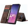 WenBaby CaseMe Cover per Samsung Galaxy S10e, Magnetica Cover a Libro con Slot per Schede, Custodia in PU Pelle Portafoglio per Samsung Galaxy S10e, Marrone Scuro