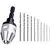 Linnkyfloa Mandrino per trapano da 0,3-3,6 mm con gambo esagonale da 10,2 cm, adattatore per cacciavite senza chiave per trapano elettrico, tiene saldamente piccole punte, lega di alluminio e carbonio