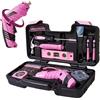 NIKI MOTORSPORTS Set di attrezzi rosa da donna, set da 40 pezzi con cassetta degli attrezzi, kit completo fai da te per principianti, artigianato e soluzioni rapide