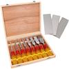 AB Tools Set di 8 scalpelli per legno per la lavorazione del legno da 1/4 - 1-1/2 + 3 pietre per affilatura diamantate