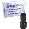 Trade-Shop Avvitatore a percussione a cricchetto, adattatore da 1/2 quadrato a esagono incassato da 1/4 per avvitatore a percussione/mandrino cambio