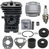 UYTGFO Adatto for motosega Husqvarna 136 137 141 142 Collettore di aspirazione Marmitta Carburatore Guarnizione Cilindro Pistone Coppa Motore Kit Guarnizioni Olio 38mm