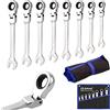Qnkaa Set di chiavi a cricchetto flessibili da 8 pezzi SAE 5/16 a 3/4 pollici chiavi standard anello ingranaggio a cricchetto combinazione Flexi chiave Kit Flex testa flessibile