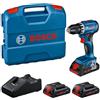 Bosch Professional Trapano avvitatore a batteria 18 V GSR 18 V-45 (velocità di rotazione 1.900 min-¹, con 3 batterie Procore, caricatore rapido GAL 18 V-40, L-case)
