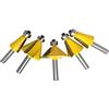 VIEUE Visualizza Fresa 5 Parti/Insieme 8mm Shank smussare Fresa Bit 11.25 15 22,5 30 45 Gradi Frese for la Lavorazione del Legno Macchine