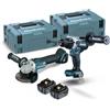 Makita DLX2413TJ DGA504Z/DHP486Z/BL1850Bx2 Combo Kit, LXT Tipo, 5.0Ah, 18 V Tensione della Batteria