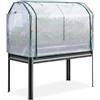 Garvee Con Letto Orto Rialzato Alto in Metallo Verniciato Nero Con Mini Serra in PE e Telo Protettivo, Aiuola Sopraelevata Per Giardino e Balcone, Alta Qualità, Resistente, Facile Da Montare