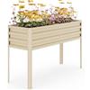 Garvee Letto Da Giardino Rialzato in Metallo 0.6mm, Grande 50×17×32 Pollici, Gambe Alte, Robusta Fioriera Zincata, Fori Drenaggio, Perfetta Per Verdure e Erbe Aromatiche All'Aperto, Beige