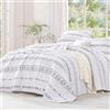 Andency Set copripiumino bianco California King (300 x 200 cm), 3 pezzi (1 trapunta a righe Boho e 2 federe), in microfibra leggera e reversibile, per l'estate bohémien