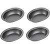 Chef Aid Set di 4 tortiere ovali antiaderenti, ognuna misura 17 cm x 13 cm x 3,7 cm, grigio