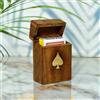India House - Porta Carte da Gioco, Scatola di Legno Fatta a Mano per Carte con Intarsio in Ottone, Regalo per Anniversario e Compleanno "Made in India" (Design 3)