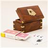 India House - Porta Carte da Gioco, Scatola di Legno Fatta a Mano per Carte con Intarsio in Ottone, Regalo per Anniversario e Compleanno "Made in India" (Design 4)