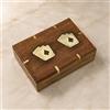 India House - Porta Carte Fatto a Mano in Legno con Intarsio in Ottone, Scatola per Carte da Gioco, Regalo per Anniversario e Compleanno "Made in India" (Design 2)