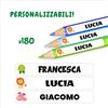 Bonazzi 180 Etichette Personalizzate per cancelleria scuola - 50x8mm - Adesivi colorati per penne, matite, oggetti vari, etc.