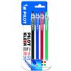 Pilot - Confezione da 4 penne Kleer cancellabili, colore: nero/blu/rosso