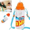 HOVUK Hot Wheels - Borraccia da 500 ml, in Tritan con flip top per bambini, a prova di perdite e riutilizzabile regalo sportivo per scuola 3+anni
