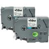 vhbw 2x Cassetta nastro compatibile con Brother PT E110, E100B, E300, E115, E105, E200, E100VP etichettatrice 8m x 12 mm nero su bianco