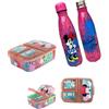 PELLECCHIA 1969 | Set Pranzo Scuola 2 Pezzi | Porta Merenda Scuola con 3 scomparti in Plastica BPA Free e Bottiglia termica in acciaio inossidabile con tappo svitabile 500ml (MINNIE 24)