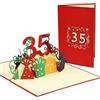 LINPOPUP® Biglietto 3D pop-up 35 compleanno, biglietto di compleanno con busta, Happy Birthday - biglietto di auguri di compleanno, regalo per fidanzata, moglie, 35 numeri rossi, N372