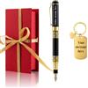 Yastar Penna stilografica personalizzata con portachiavi personalizzato, set regalo souvenir con confezione regalo, 2 ricariche extra nere per incidere qualsiasi messaggio sulla penna, regalo per