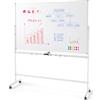 COSTWAY Lavagna Bianca Mobile, Lavagna Magnetica Cancellabile Doppia Faccia con Cavalletto, 2 Altezze Regolabili e Ruote Bloccabili (186 x 54 x 195/215 cm,Bianco)