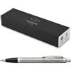 Parker IM Core - Penna a sfera con incisione - Di qualità superiore - Con confezione regalo - Punta nera - Regalo personalizzato - Nome, anniversario - In metallo spazzolato C.C
