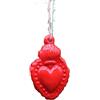 Handmade Sacro Cuore Votivo in Ceramica Artigianale - Decorazione da Parete Dipinta a Mano - Ciondolo Ornamentale Stile Ex-Voto, Colore [Rosso/Nero] (rosso)