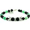 PSS Bracciale agata verde e onice nero con corone e chiusura in argento 925