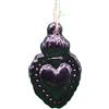 Handmade Sacro Cuore Votivo in Ceramica Artigianale - Decorazione da Parete Dipinta a Mano - Ciondolo Ornamentale Stile Ex-Voto, Colore [Rosso/Nero] (nero)
