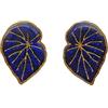Cairui Design Foglie di begonia Blu Cielo Stellato Dorato Foglia Argilla Polimerica Argento Sterling 925 Orecchini a brillantino Donna Handmade