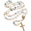Handmade Generico Rosario personalizzato con nome - Perle in Morganite e madreperla, regalo Prima Comunione bambina, Battesimo cattolico, gioiello religioso artigianale