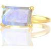 ANEMONE JEWELRY Anello Rettangolare con Pietra di Luna - Gioielli Fatti a Mano con Pietre Nascenti per Donne - Anelli con Pietre Naturali, Anelli Semplici, Anelli di Cristallo - Gioielli e Accessori di Moda per Donne