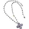 Generico Collana con Fiore di Ortensia all'Uncinetto - Lilla con Perline e Perla di Fiume