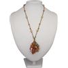 Generico collana con ciondolo fatta a mano perline pietre dure arancioni e perle di acqua dolce bronzo, regalo donna