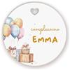 Generico Cartellini Tag Personalizzabili con Nome per Compleanno Bambini, Set di 20 Chiudipacco Forati, Stampati su Carta Premium 250gsm, Realizzato a Mano in Italia